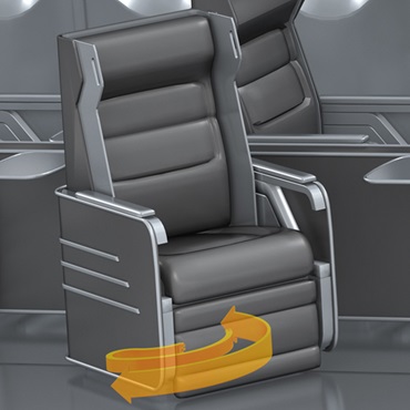 ตกแต่งภายในเครื่องบิน: e-chain ในเบาะนั่งที่ปรับแกนหมุนได้